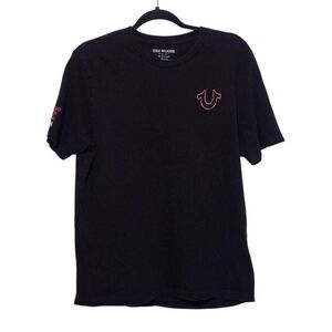 True Religion Brand Jeans black t shirt Buddha black red Large